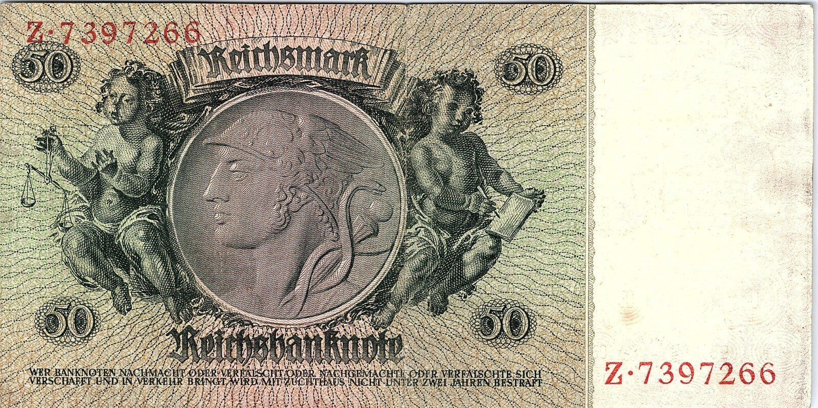 50 REICHSMARK GERMANY REICHSBANKNOTE 1933 Better Grade
