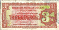 BRITISH ARMED FORCES 3d note 1948 Krause circulated- World Paper Money