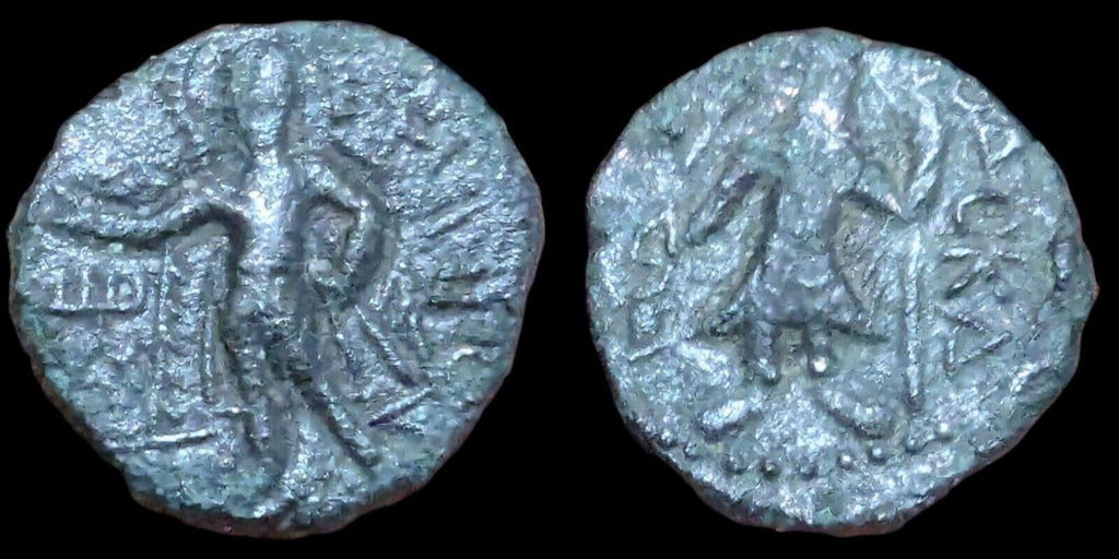 Great Indian ancient  kushan king Kanishka Coper 4gm 128-150 CE AD 1/4 Unit
