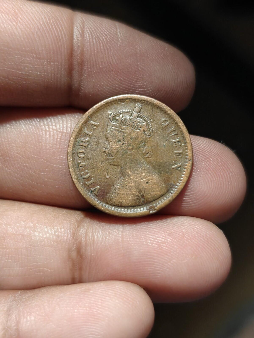 1862 Empire britannique des Indes 1/2 Pice - Victoria Reine - KM #464. 3,35 grammes et 21,2mm