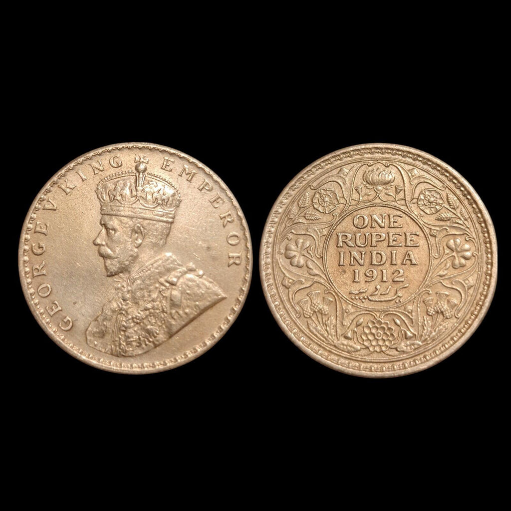 1912 印度 英国 乔治五世 银制 古董 卢比 印度 老式 硬币