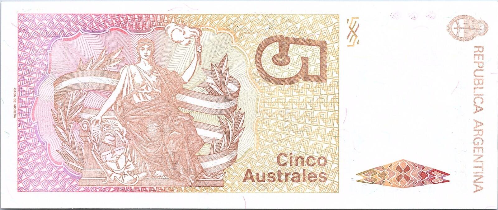 Argentina 5 australes 1986(ND) Pick 324a B#2811 UNC sign. Alonso - Concepcion