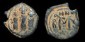 Islamic Byzantine Period UMAYYAD Æ Fals,  Three Standing Caliphate circa 685-690