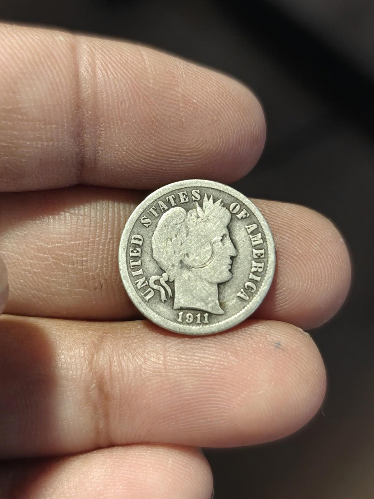 1911 Barber Dime 90% Silver Average Circulated