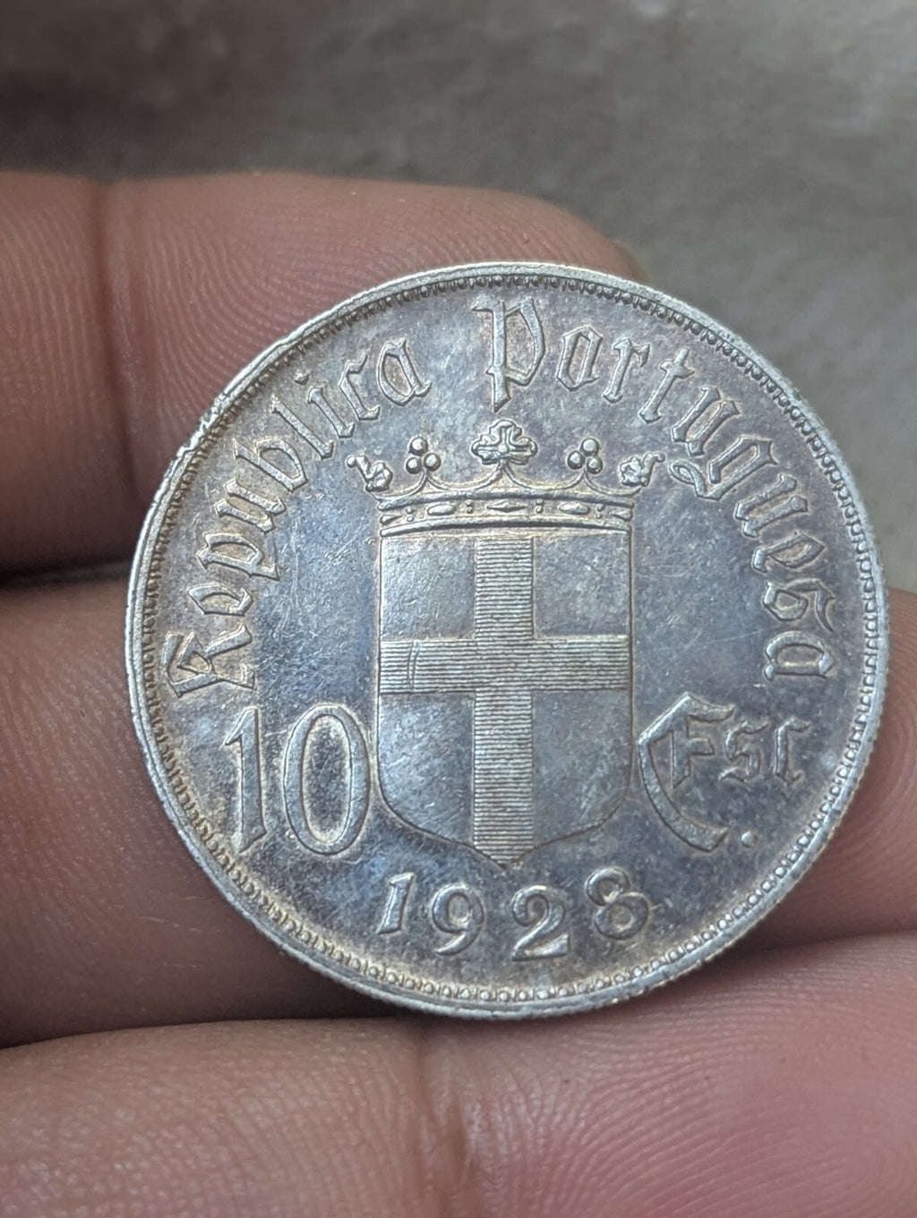 1928 Portugal 10 Escudos - BU .835 Silver Coin - Battle Of Ourique