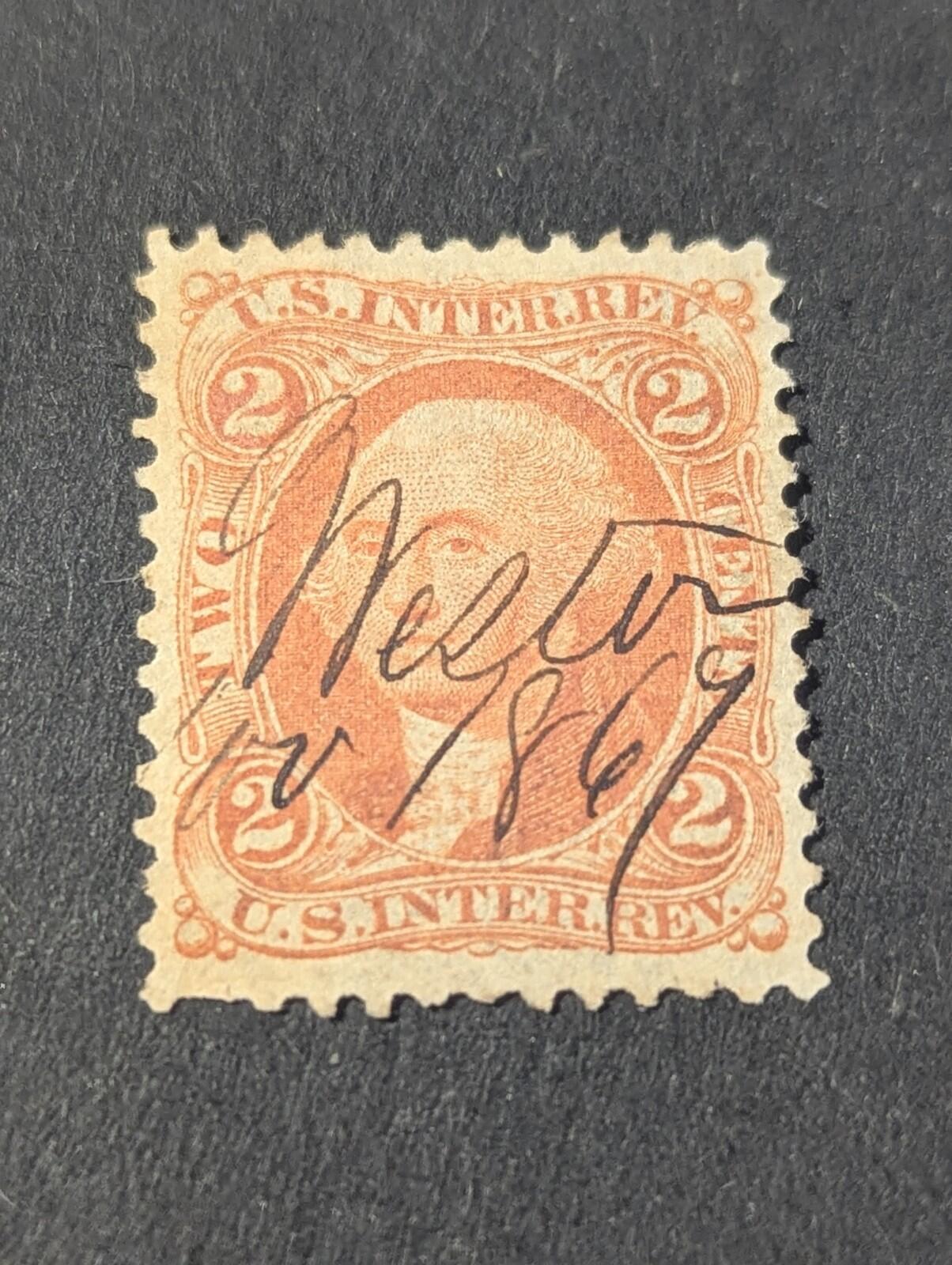 1864 US Internal Revenue Stamps Scott #r15c Used NG Pen Cancel