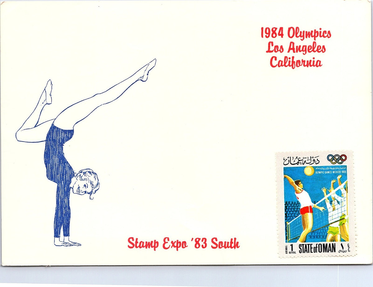 1984 Los Angeles Olympics Card Stamp Expo 83 South State of Oman Mexico 1968