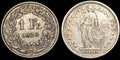 Pièce de monnaie suisse en argent de 1 franc de 1920, Helvetia debout
