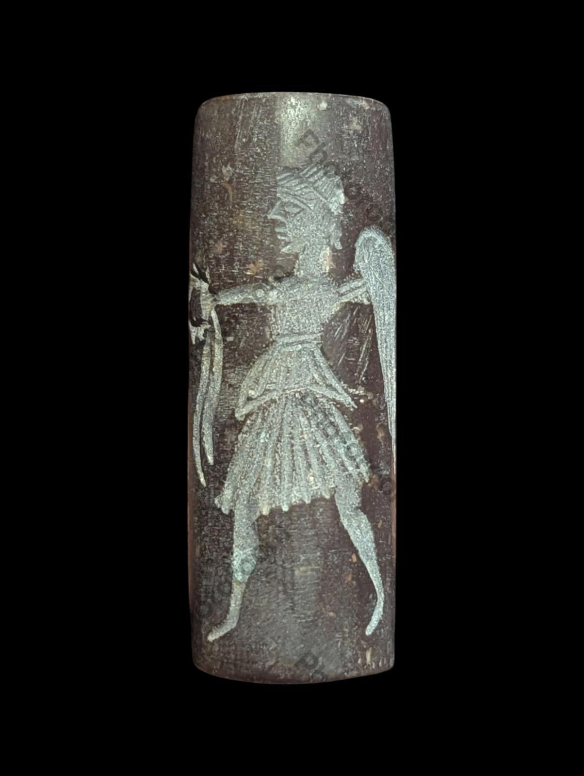 Agate Stone King Ancient Near Eastern  Cylinder Intaglio Bead