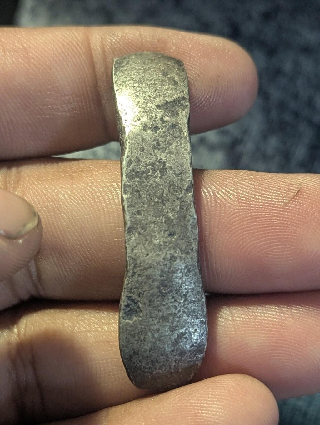 ⭐INDIA⭐. Ancient GANDHARA JANAPADA Authentic OLD 600 B.C Silver Coin Bent Bar