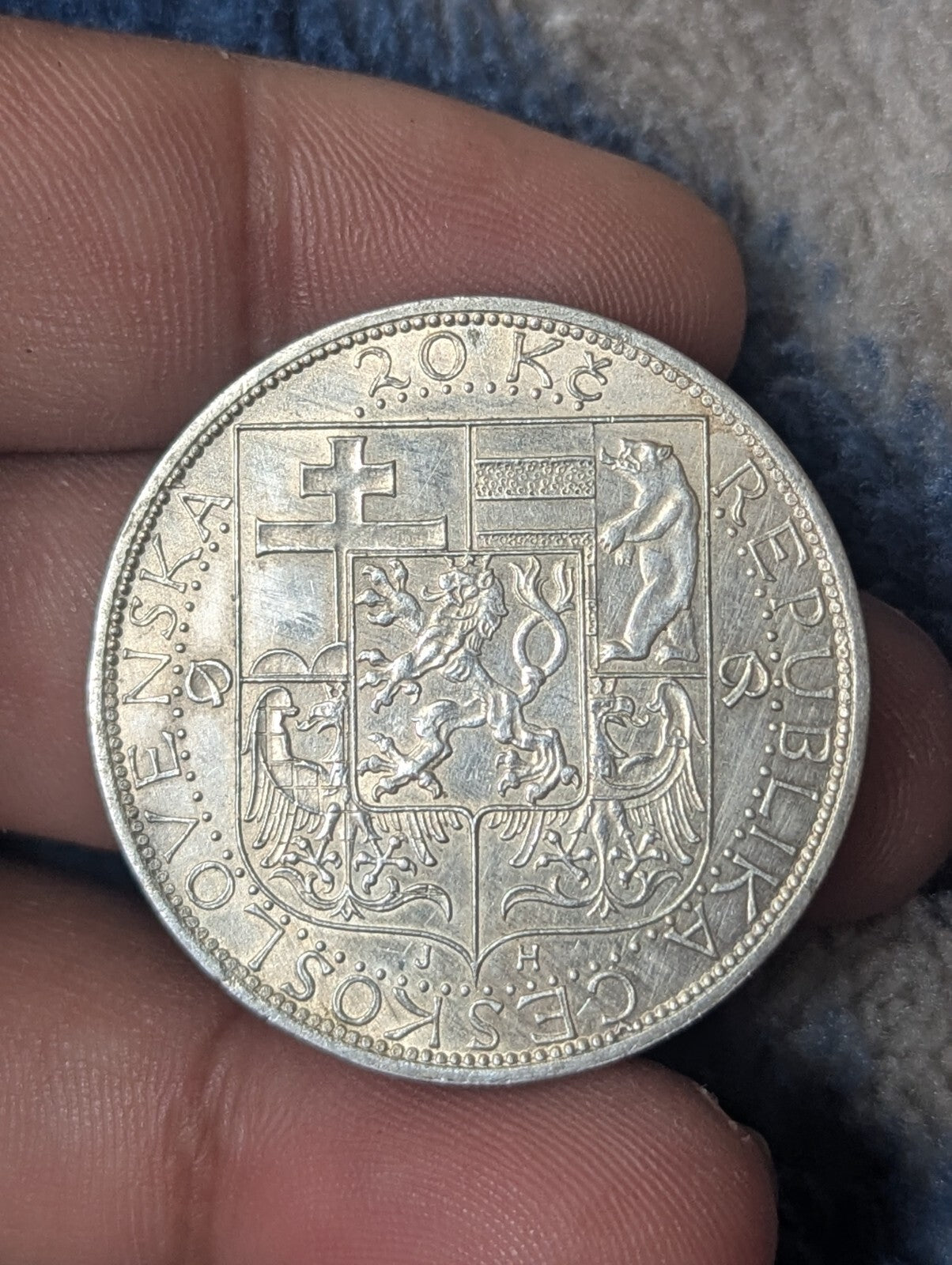 Czechoslovak Coin 20 Korun | President Tomas G. Masaryk | Czechoslovakia | 1937