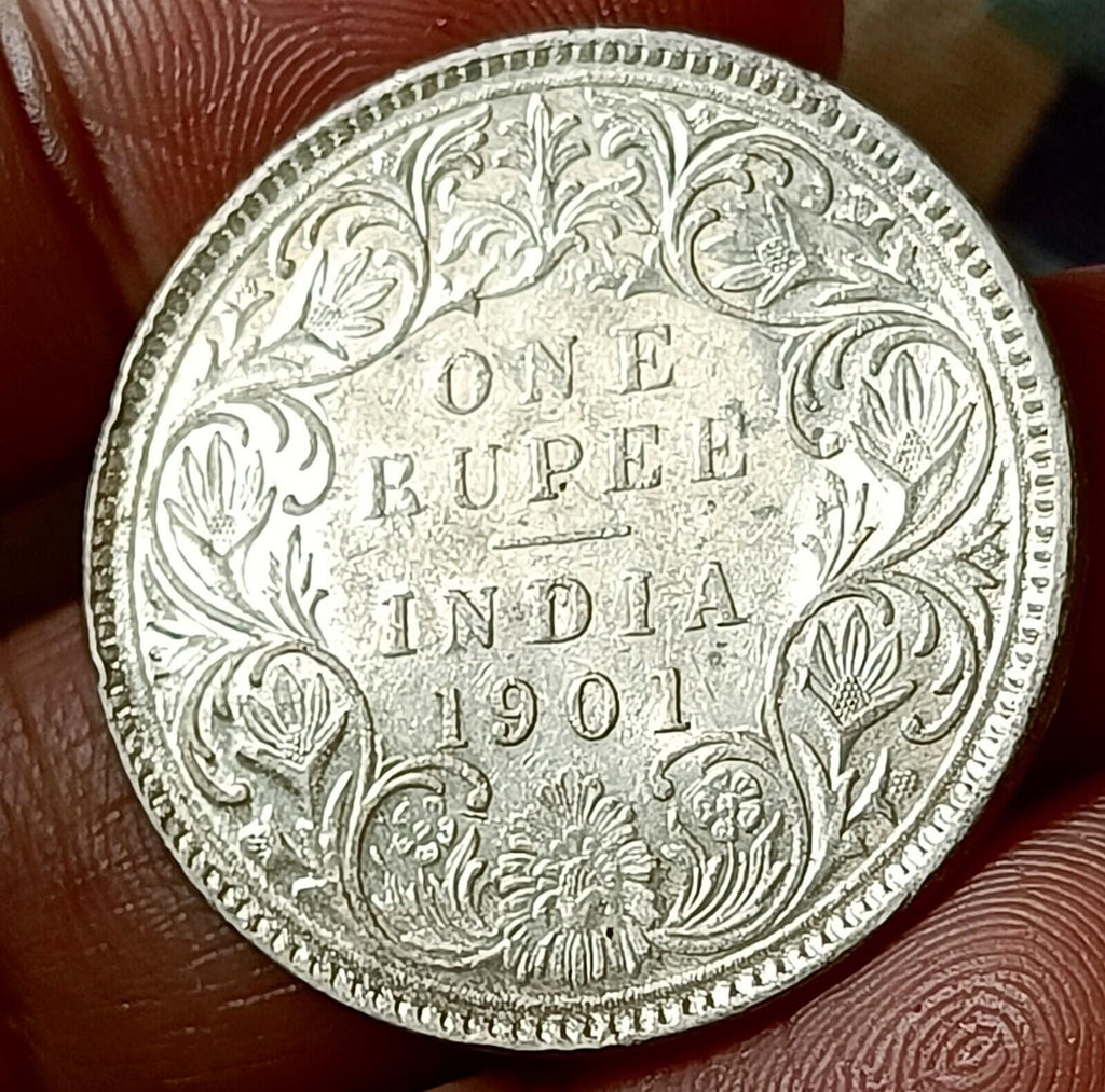 #E5#Victoria-British India Silver Rupee-1901-Bombay Mint Nice grade