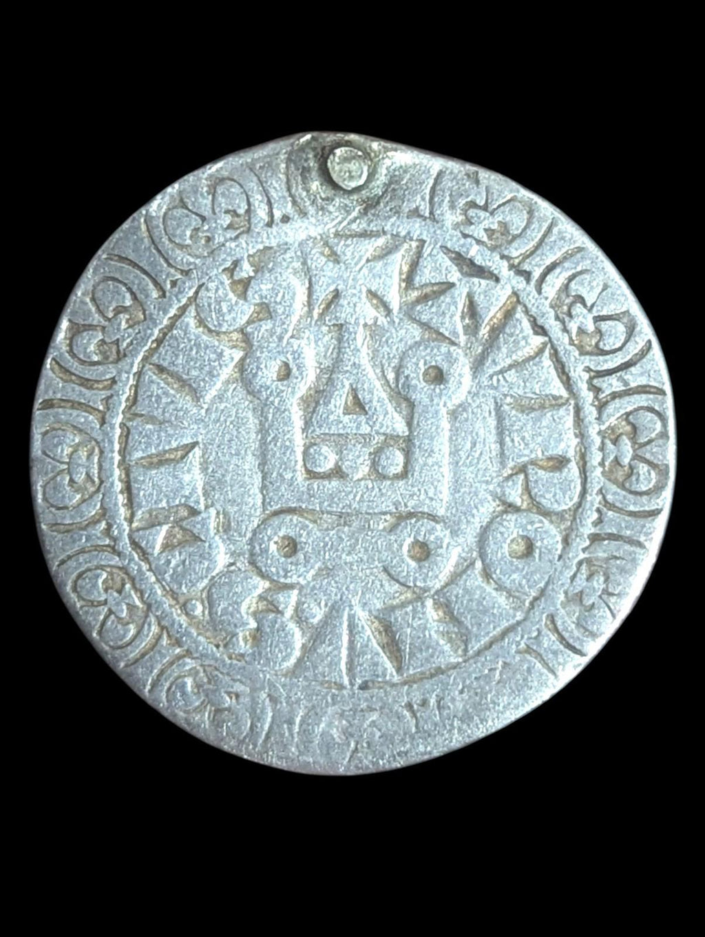 法国。腓力四世，1285-1314年在位。格罗斯图尔努瓦银币，长O稀有版别