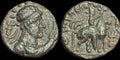 INDE Ancien Empire Kouchan, Roi Soter Megas, Cavalier, pièce en cuivre 8 g Rare