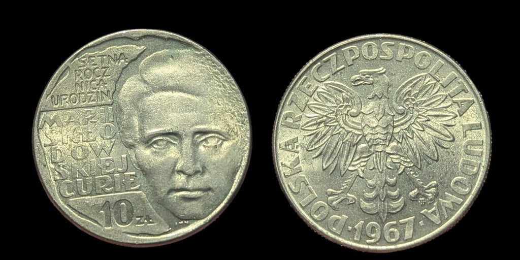 波兰旧纪念币 10兹罗提 1967年 - 玛丽亚·斯克沃多夫斯卡·居里