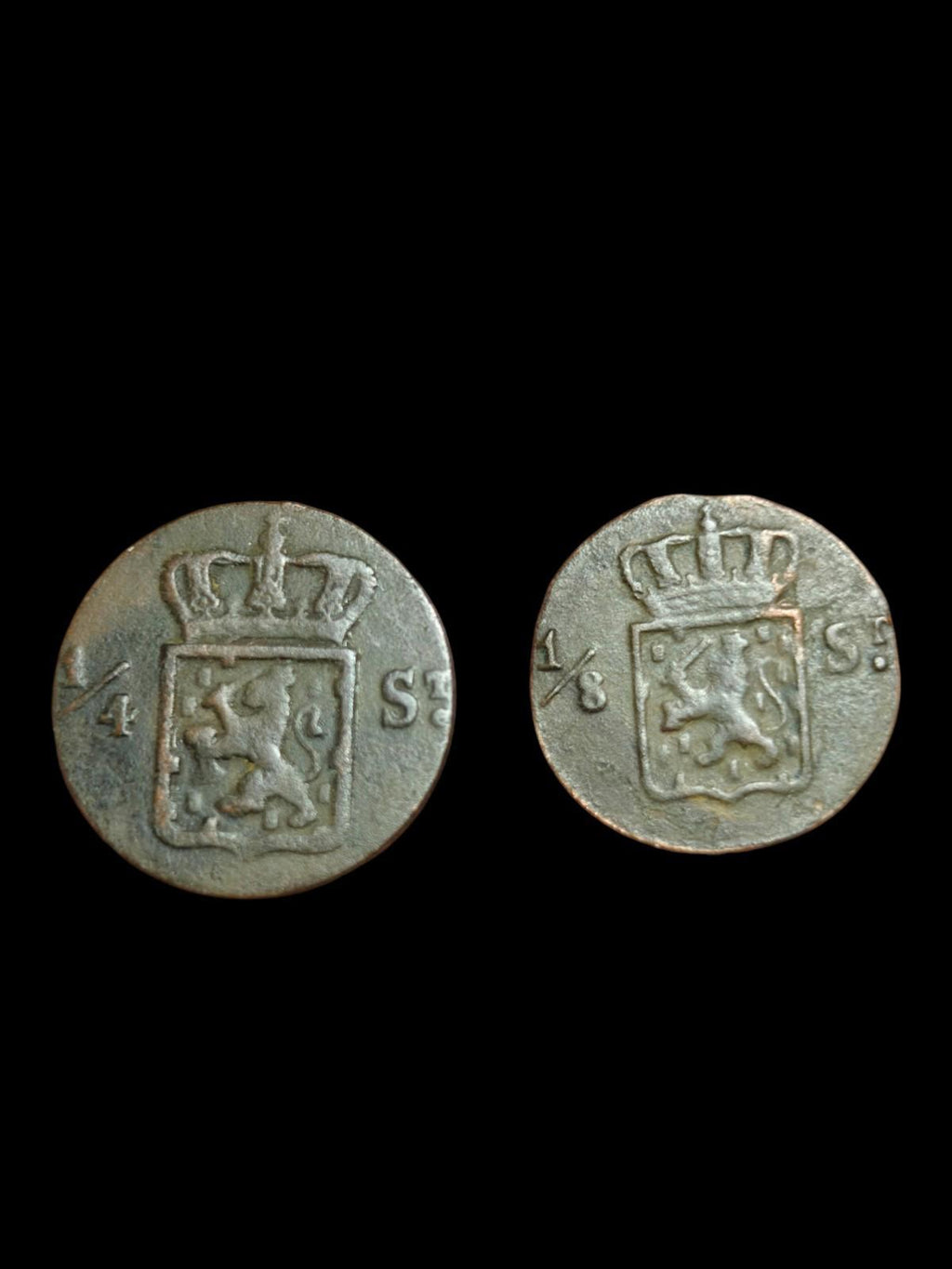 1825 S 1/4 STUIVER & 1/8 S STUIVER INDES ORIENTALES NÉERLANDAISES Sumatra COLONIAL Pièce