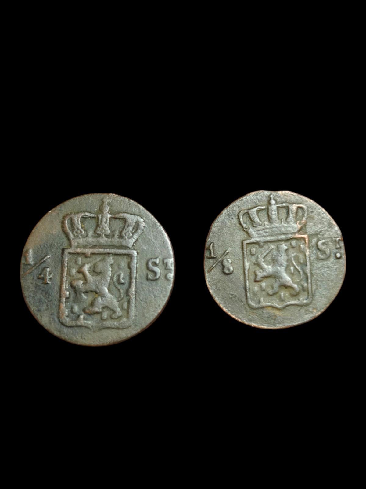1825 S 1/4 STUIVER & 1/8 S STUIVER INDES ORIENTALES NÉERLANDAISES Sumatra COLONIAL Pièce
