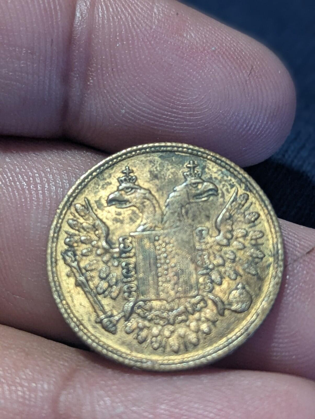 Antique Token, Double Headed Eagle. Coat of Arms. Jeton Medal. Good Luck.