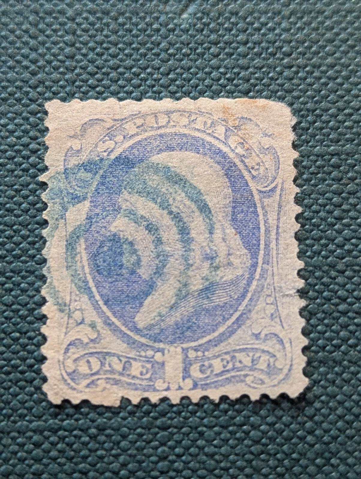 US Scott #156 1c Franklin Used with Blue Fancy Cancel