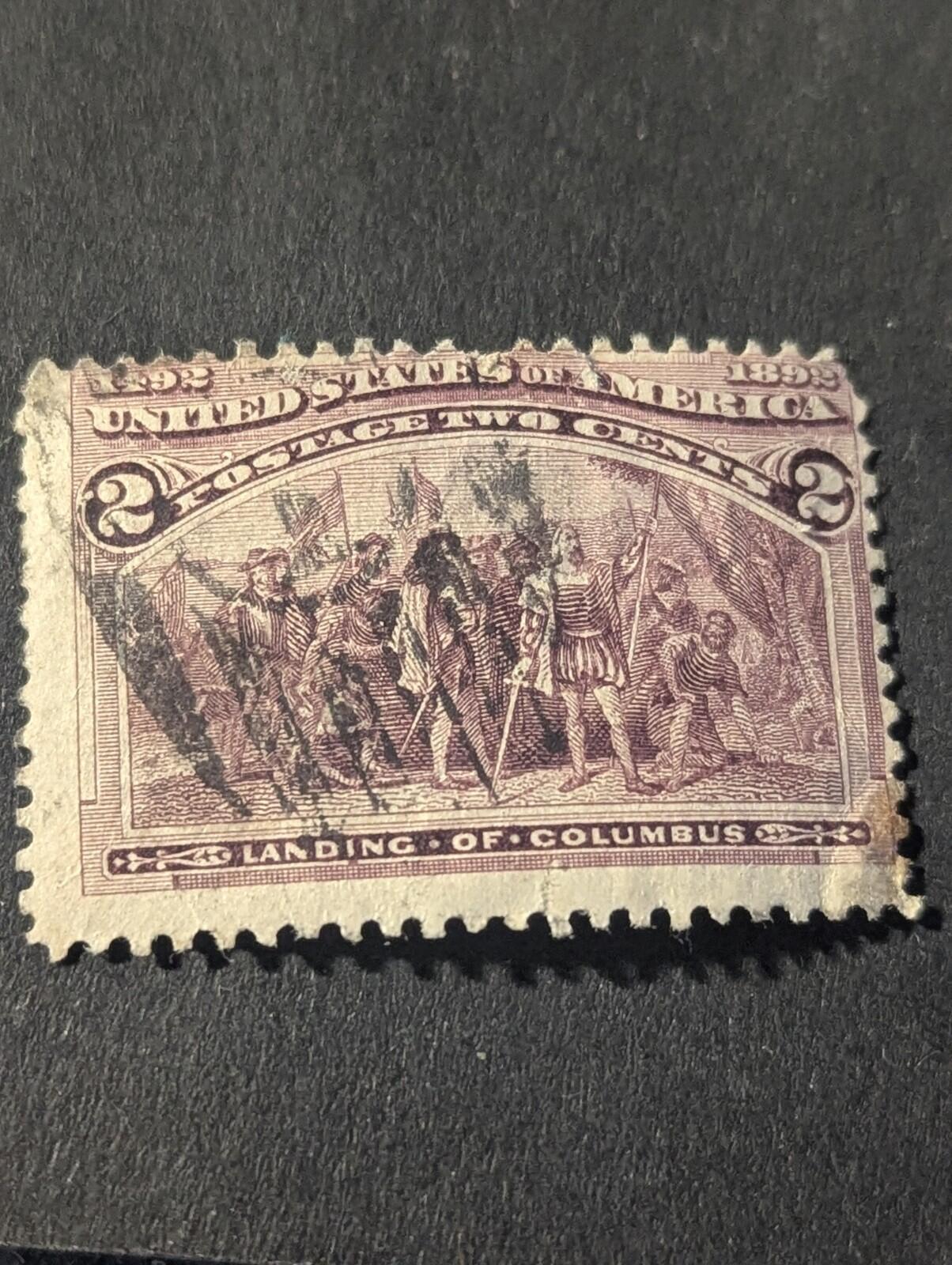 USED #231 TWO CENT 1893 COLUMBIAN ISSUE. VERY FINE Bonus One