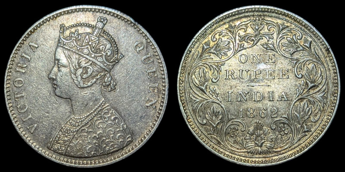 1862 B INDE 1 ROUPIE Buste Type A, Revers Type II, 0/6 - POINT MARQUE D'ATELIER 🇮🇳