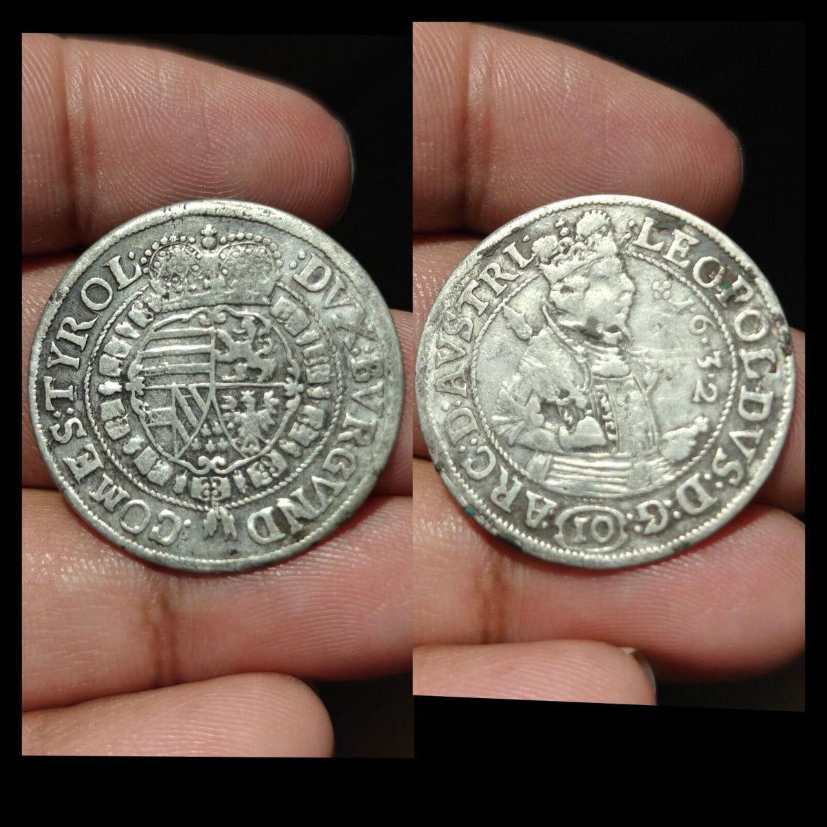1632 AUSTRIA Archduke Leopold V Genuine Antique SILVER 10 Kreuzer Coin