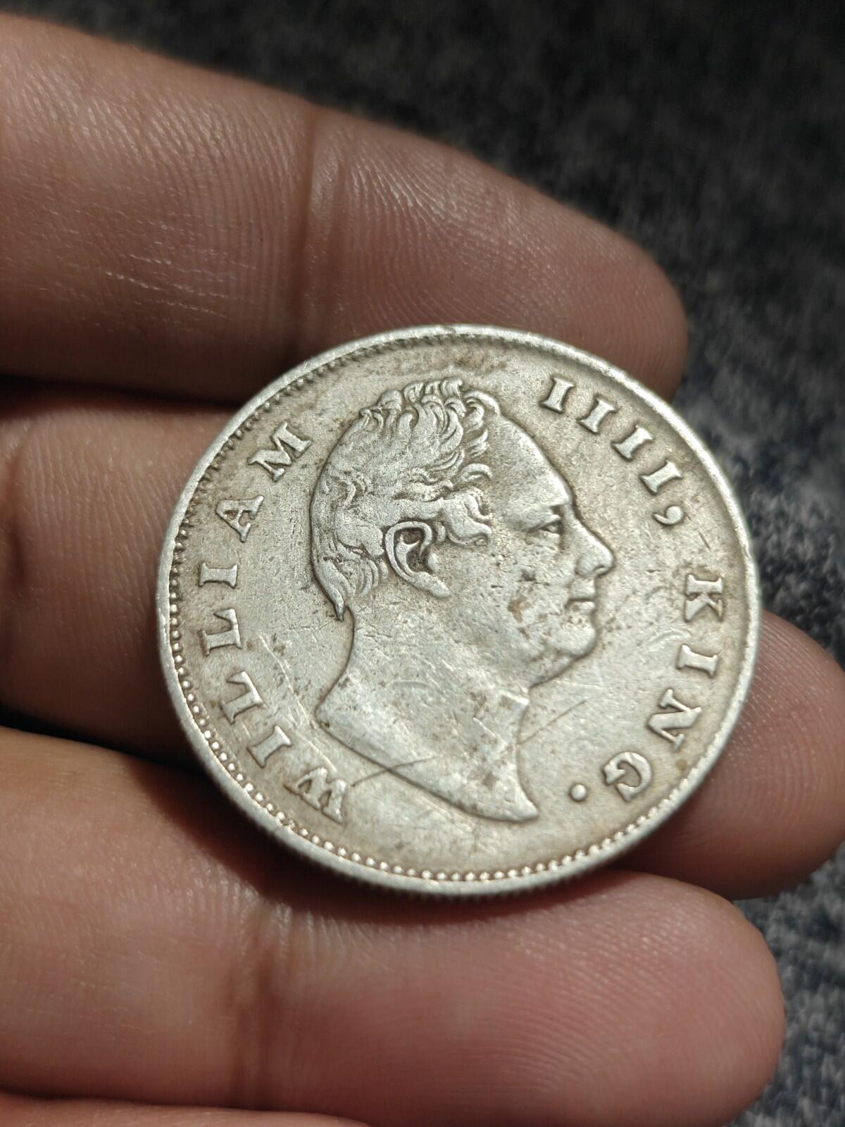 British East India Company 1835 silver Rupee of William rare
