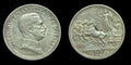 Italy 1916 Unc 2 Lire Lira Silver Coin Quadriga Victor Emmanuel III Nice Patina