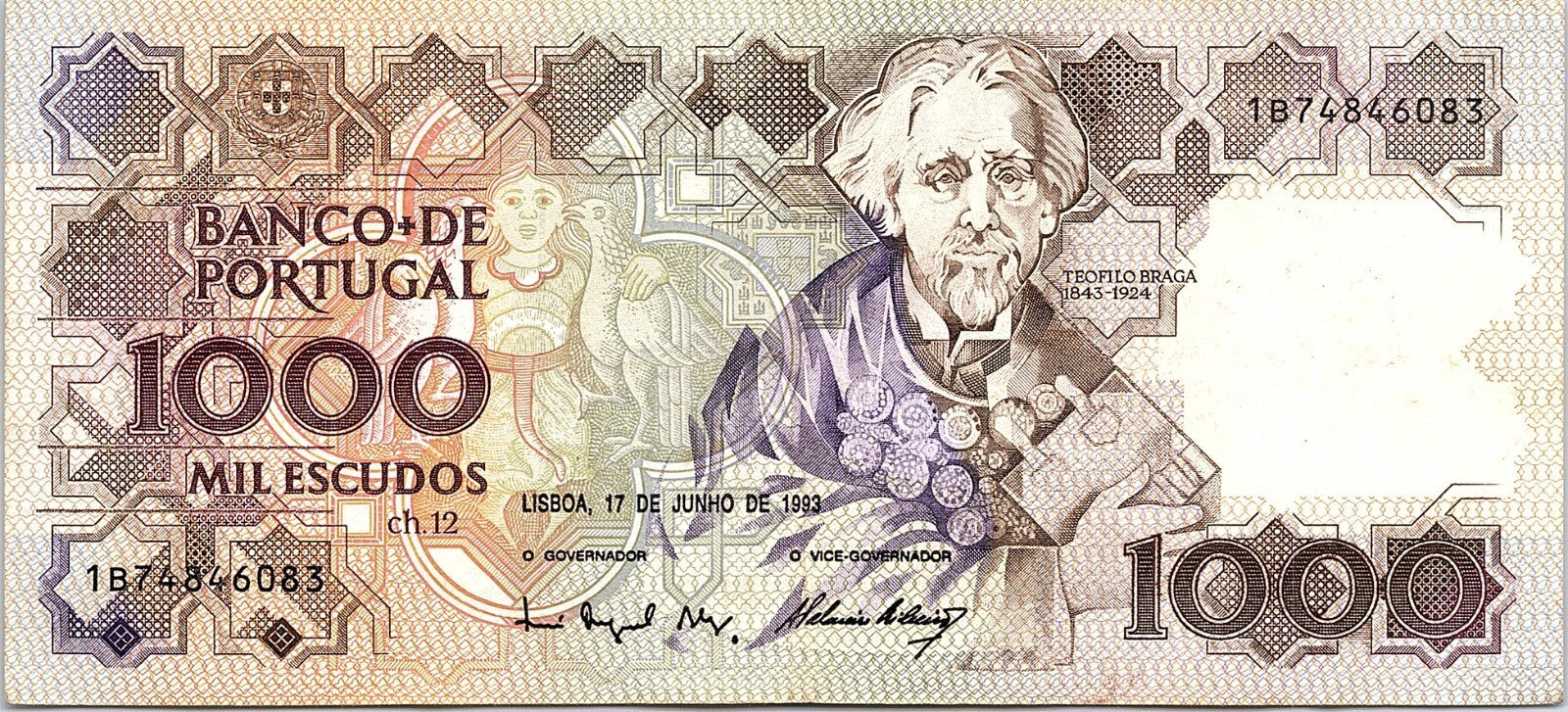 PORTUGAL 1987 1000 ESCUDO NOTE Better Grade