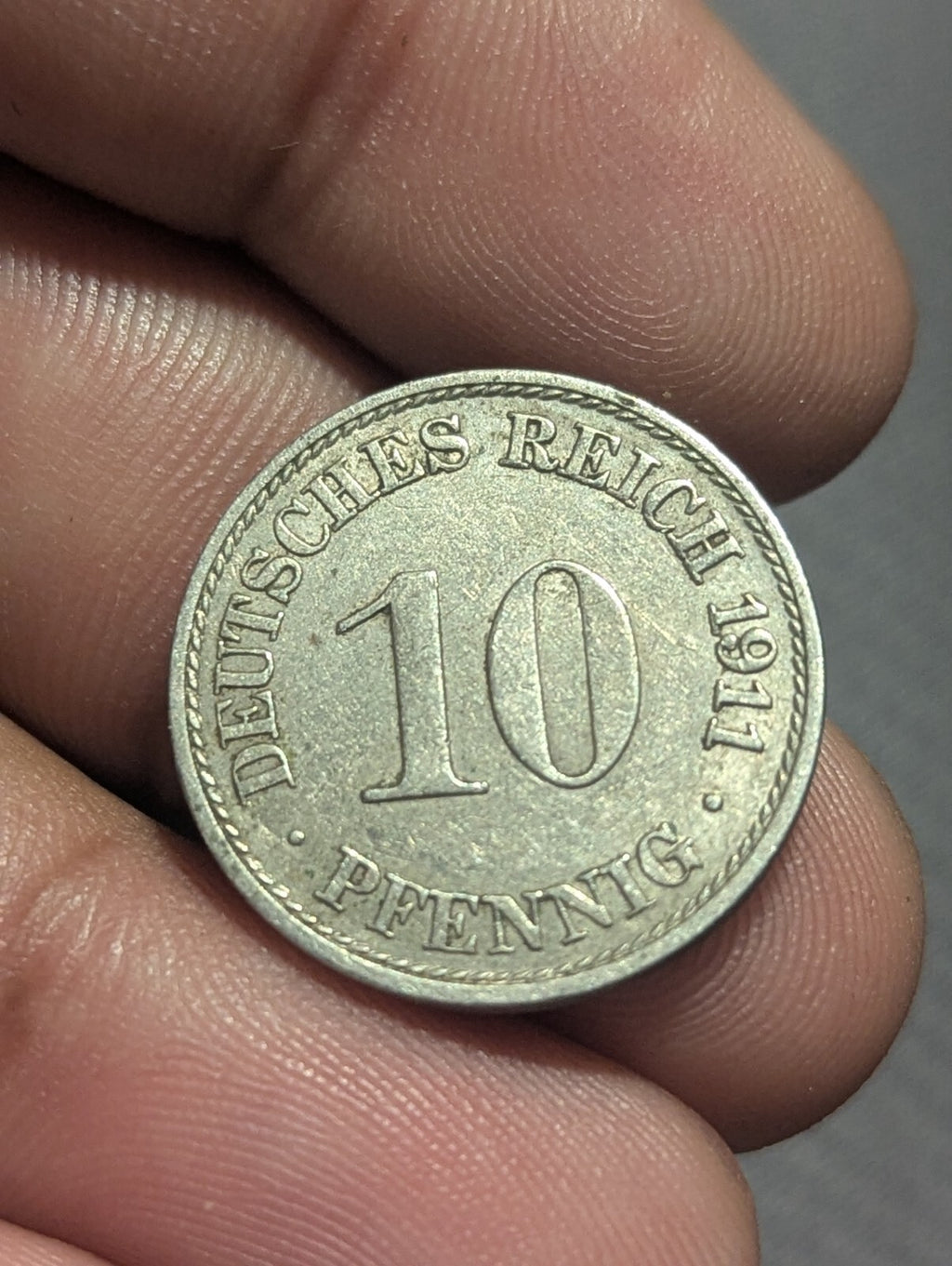 1911 J Germany - Empire 10 A Pfennig KM# 12
