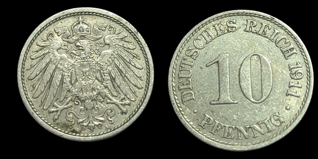 1911 J Germany - Empire 10 A Pfennig KM# 12