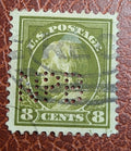 US Stamp, Scott #414, 1912 8c Franklin, Pale Olive Green,Perf 12 / Used NPB