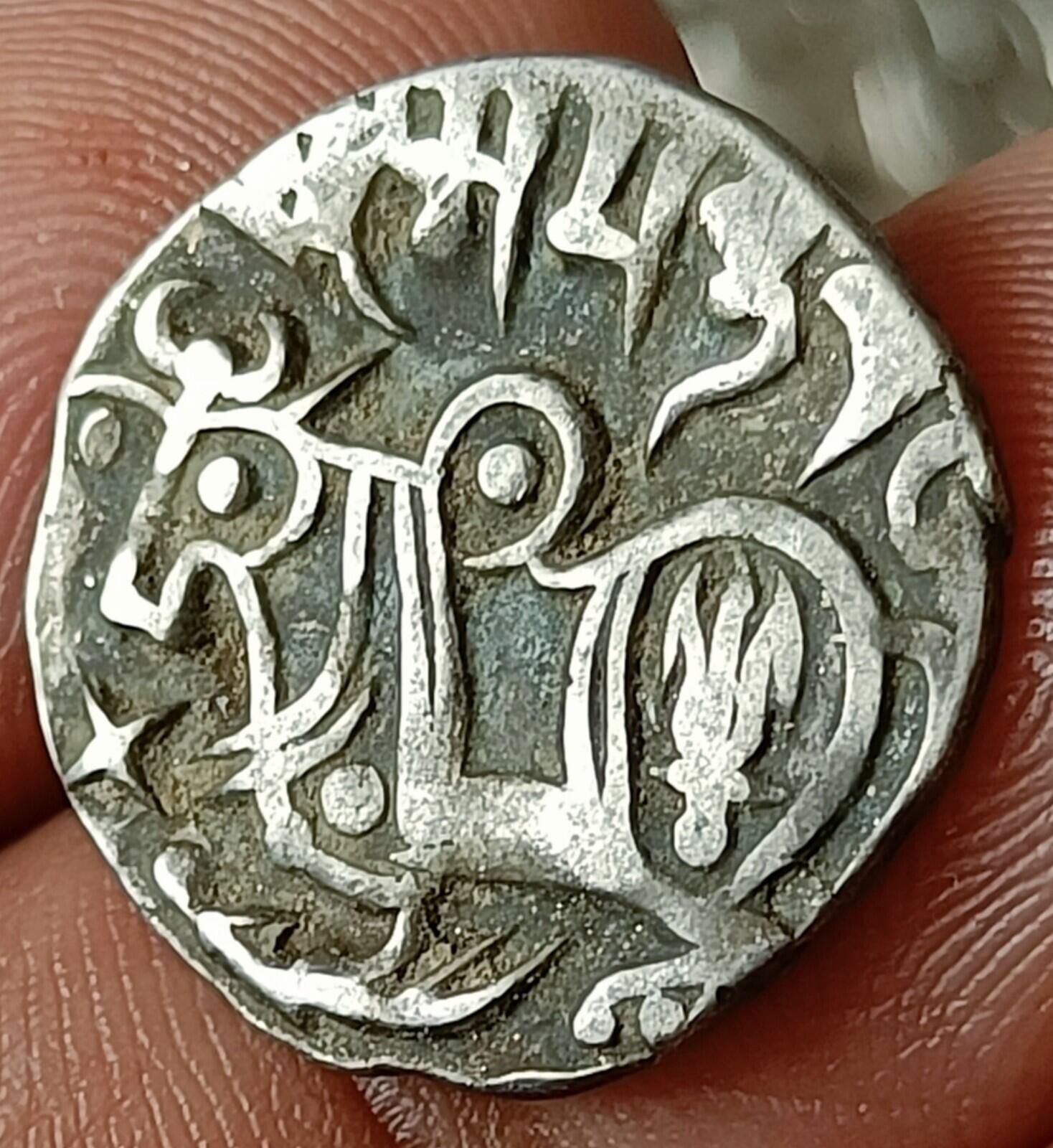 #Z26#Indian OHINDA DYNASTY Samanta Deva(850-1000AD) HORSE & BULL SILVER coin