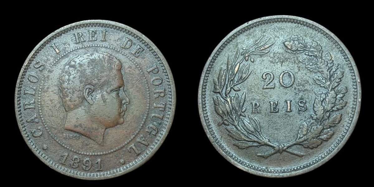 1891年葡萄牙国王古董复古20雷亚尔葡萄牙稀有硬币