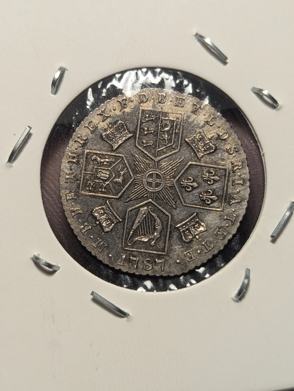 1787 Grande-Bretagne George III 6 pence Sans cœurs KM# 606.1, Sp# 3748