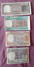 🇮🇳 India🇮🇳 Old different 10-5-2-1 Rupees 4 Notes-Uncirculated-Crispy