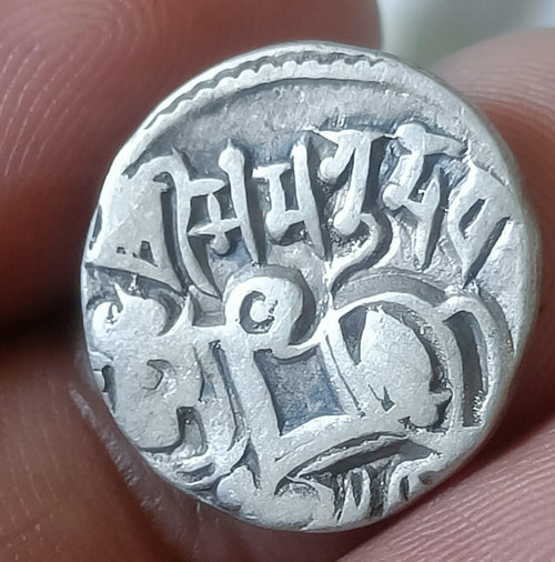 #A35#Indian OHINDA DYNASTY Samanta Deva HORSE -BULL SILVER coin BEAUTIFUL GRADE