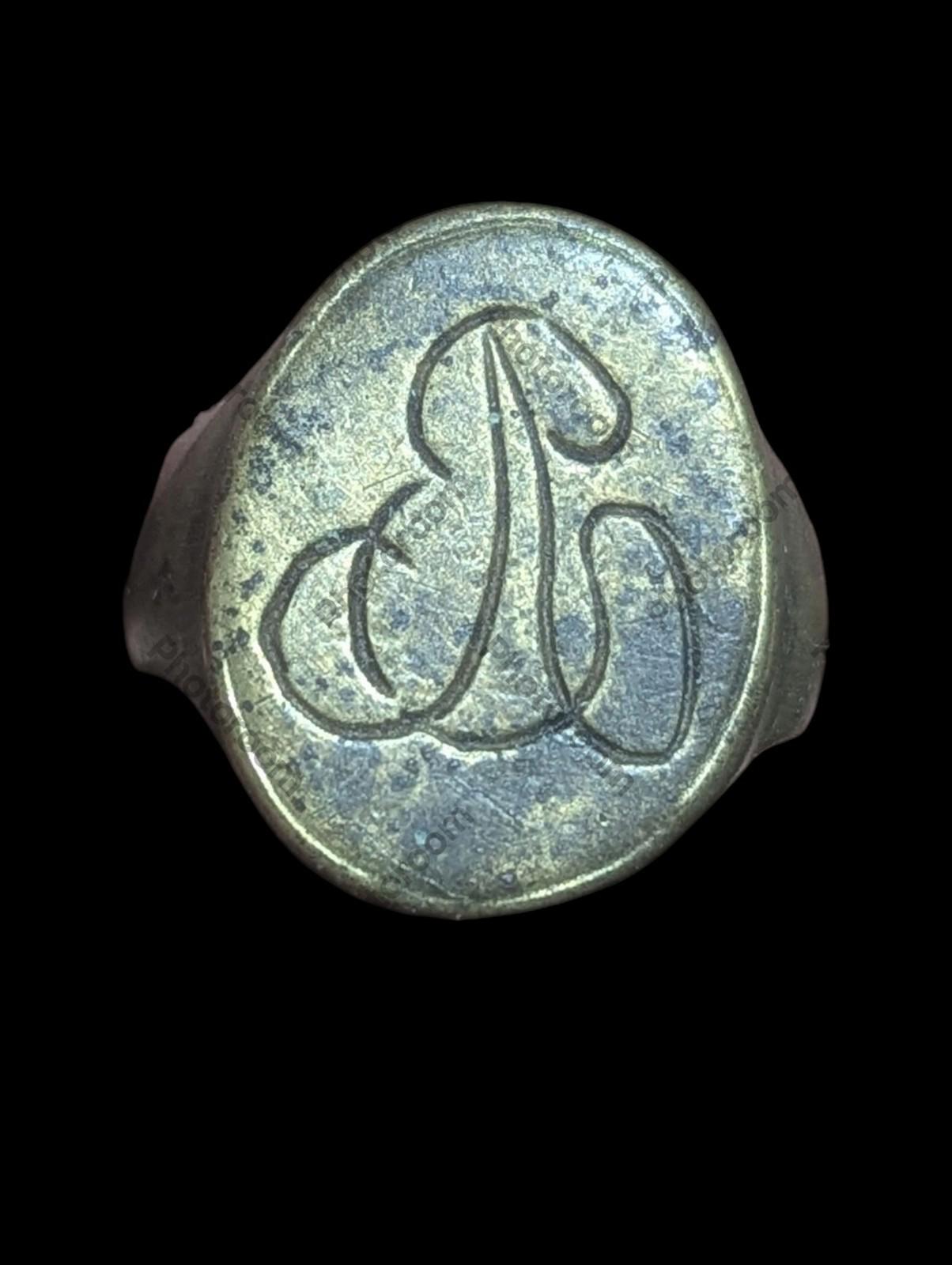 Medieval Antique Brass Masonic Ring Circa 18th To 19th Century Ad