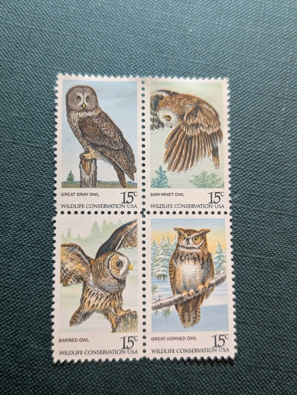 Owls se-tenant block of 4 mnh stamps 1978 USA #1760-4 Types