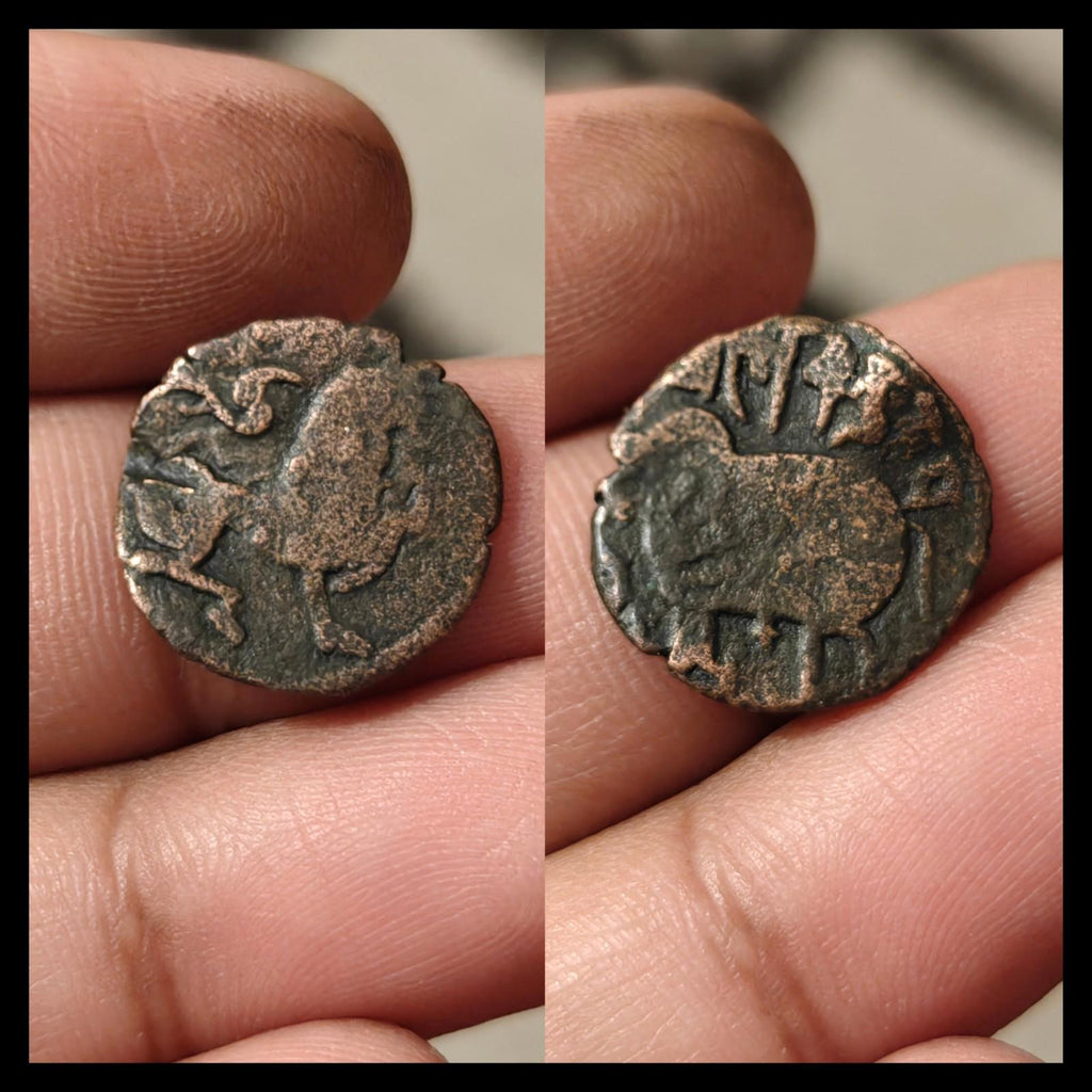 稀有，高品相，奥欣德·沙希王朝，瓦卡·提婆青铜jital，公元870-1000年**