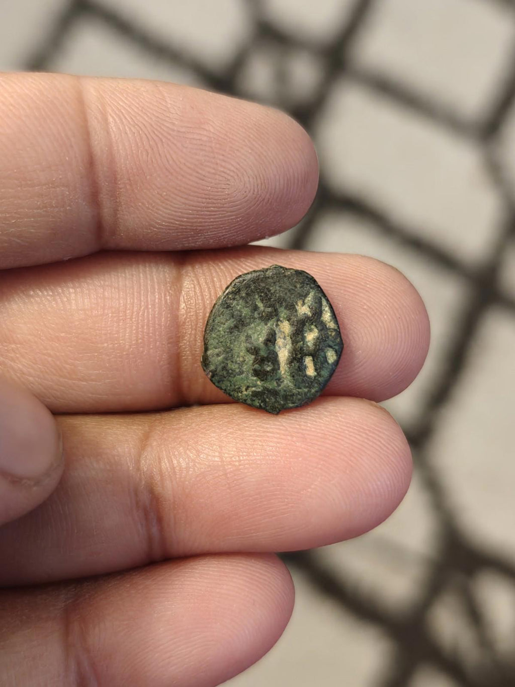Ancienne Inde Monnaie Quart de Karshapana Taxila AE16mm Lune Colline / Taureau&!