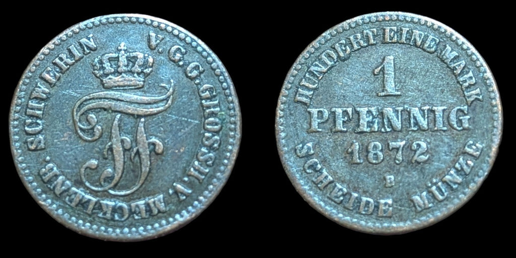 GERMANY Mecklenburg - Schwerin 2 Pfennig 1872B Friedrich Franz II
