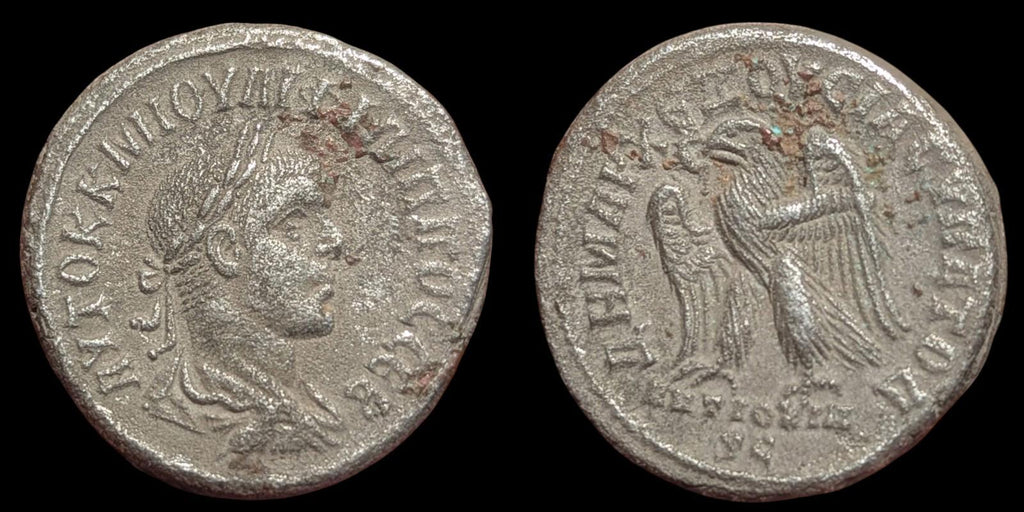 PHILIPPE II comme Auguste 249 apr. J.-C. Antioche Tétradrachme Monnaie romaine antique AIGLE i85505