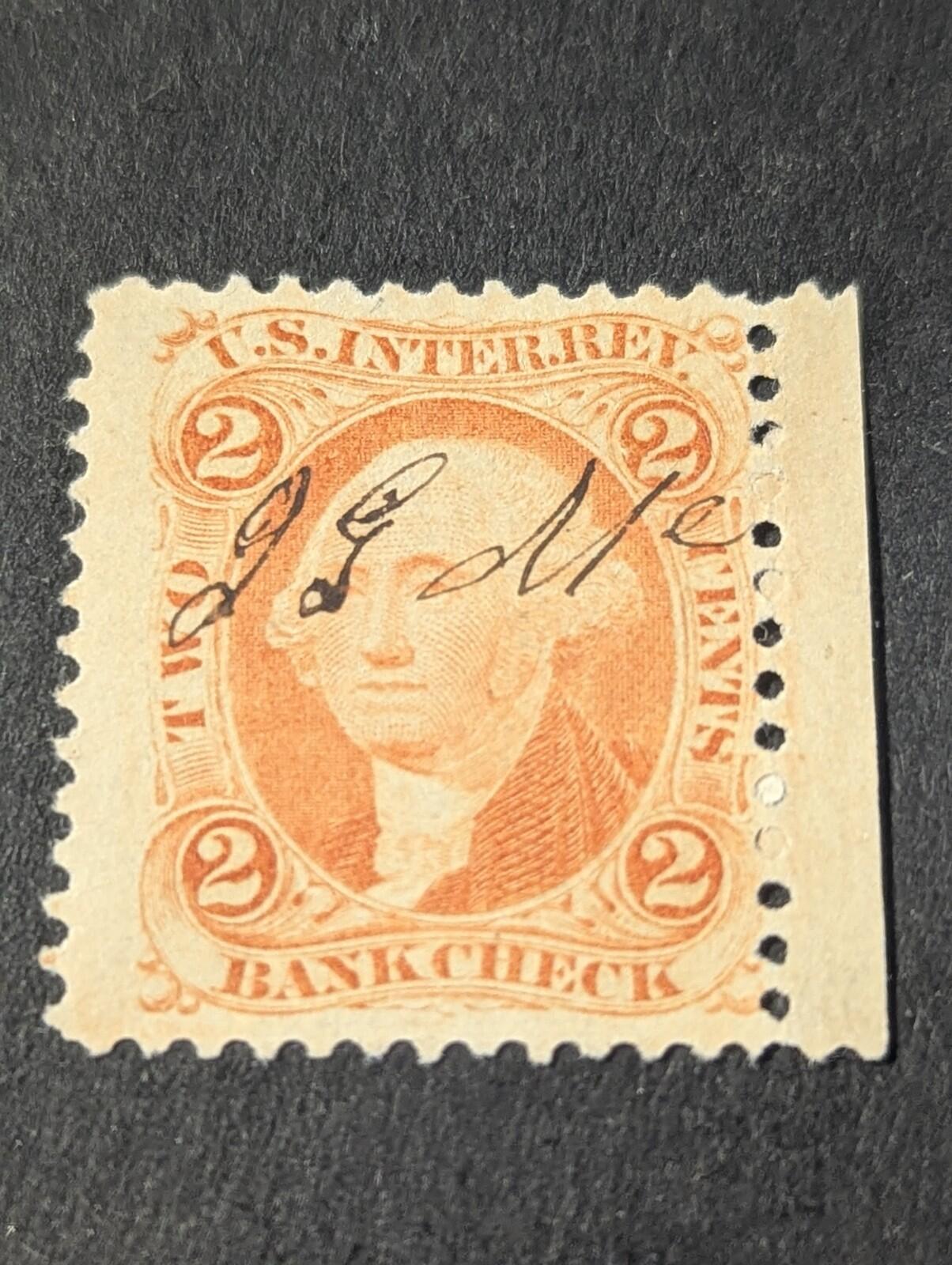 US Stamps Scott #R6c Revenue Stamp Bank Check Used