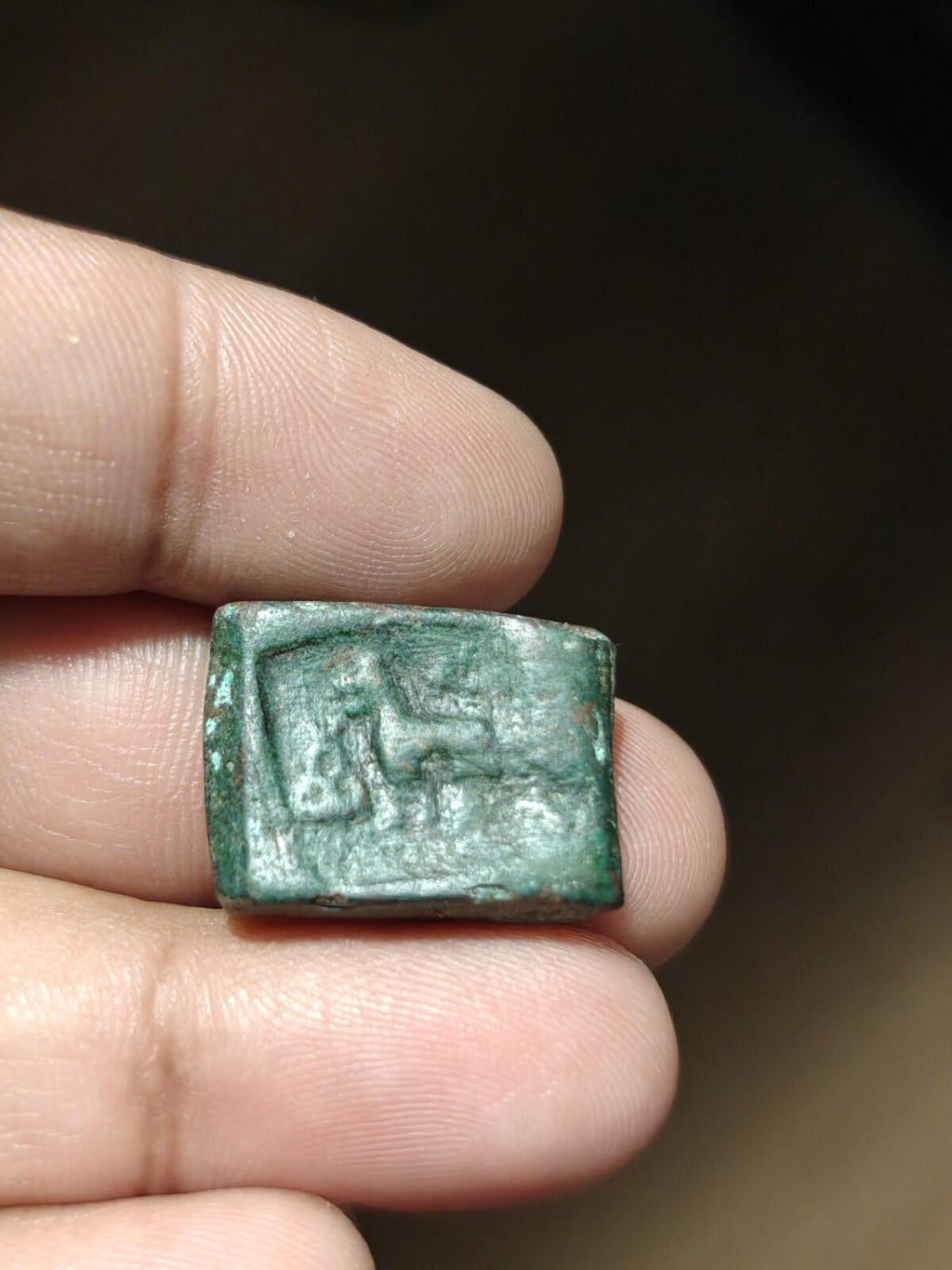 Excellent grade Taxila  copper unit Lion-Elephant type Green Patina