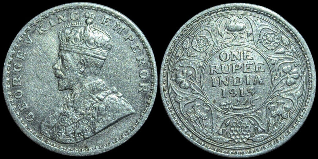 Roupie indienne en argent du roi George V, très rare, 1913. NON CIRCULÉE