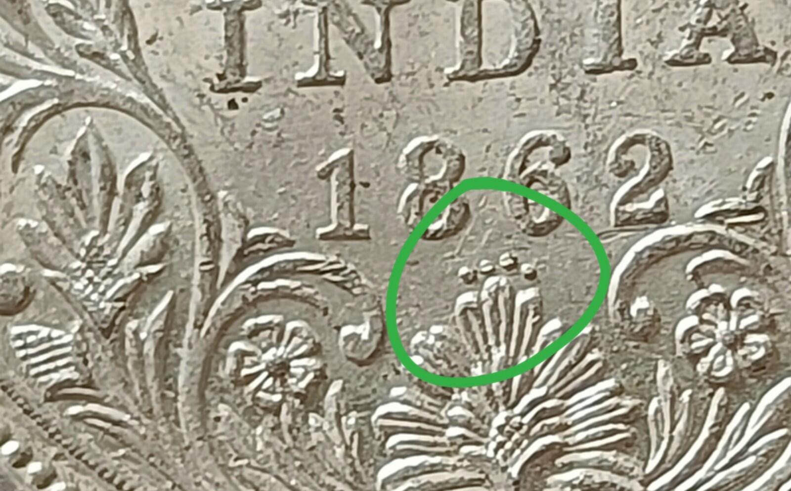 #Vo60#Victoria-British India Silver Rupee-1862-1/4 Dot Bombay briliant UNC Grade