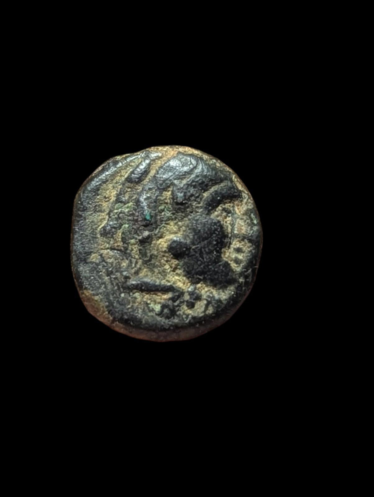 Alexandre 325 ap. J.-C. Monnaie grecque antique Héraclès massue arc, carquois, torche 12 mm, 1,7 g