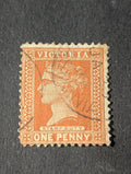 1900 Victoria State Postage / Stamp Duty, one penny, Brown in Pink, Used