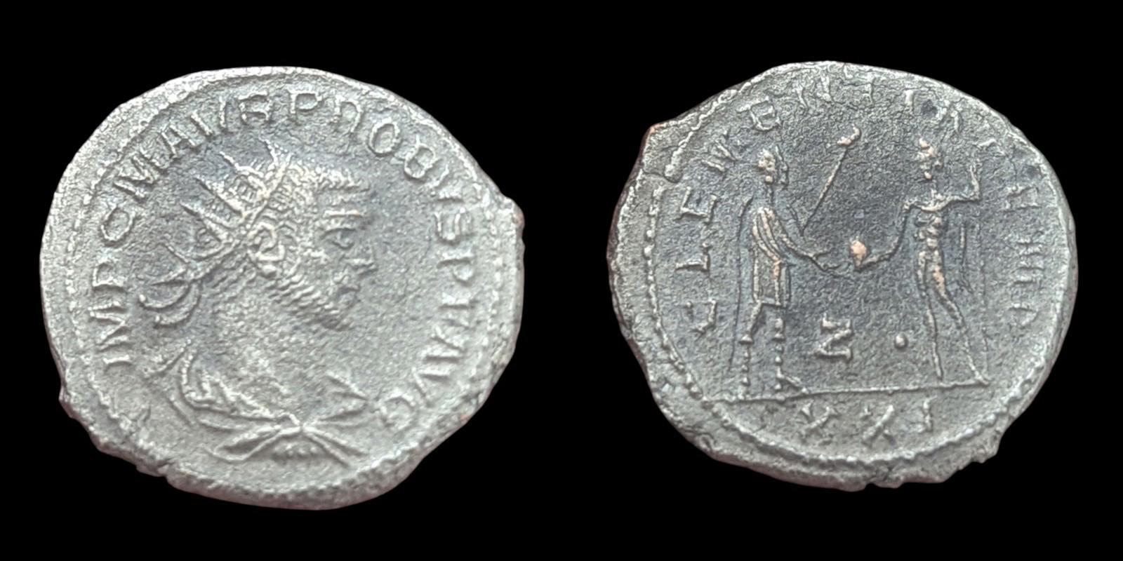 Roman Imperial Probus CLEMENTIA TEMP Z XXI Silvered Bronze Antoninianus, 4.2 G